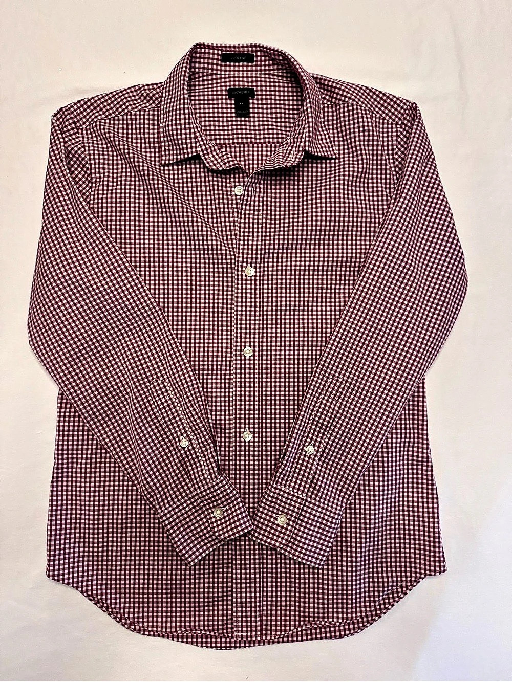 J Crew Gingham Button Down in Red & White Size 12 Like New